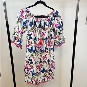 America & Beyond Floral Butterfly Off-Shoulder Dress Size S